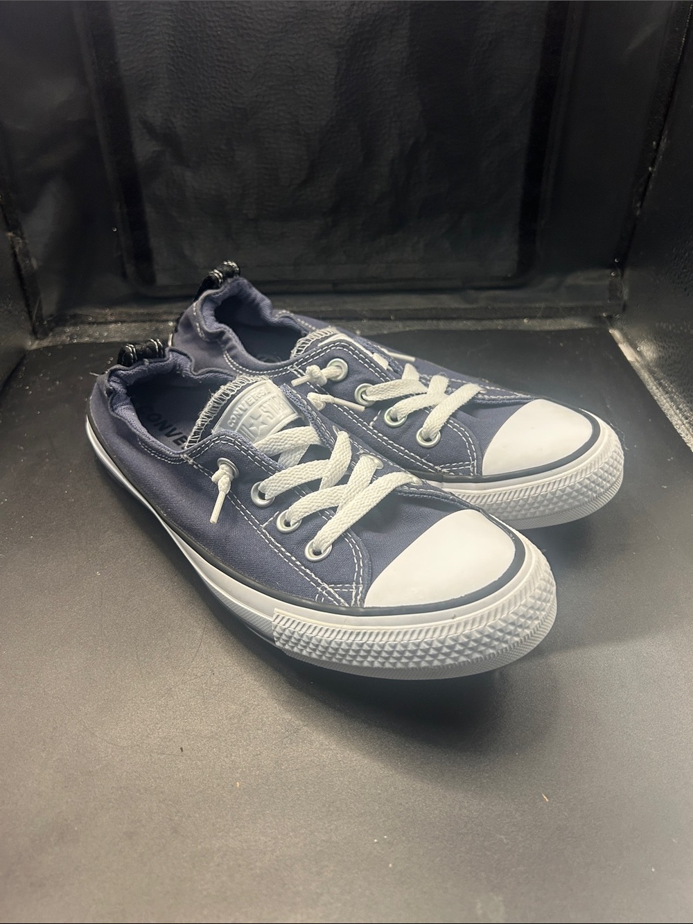 Converse Kids Navy Canvas Slip-On Lace Sneakers